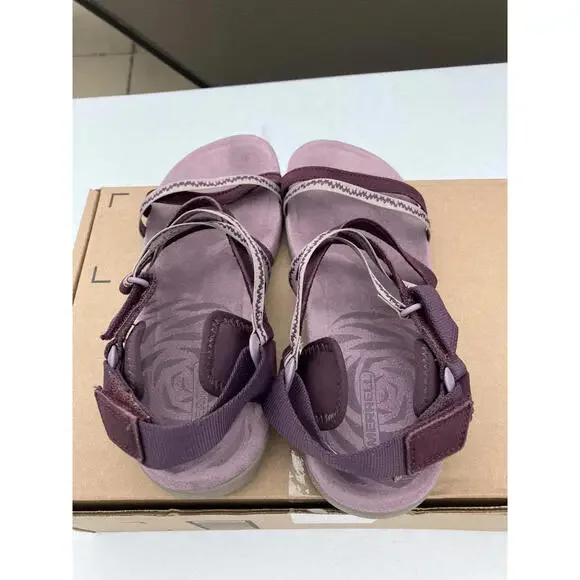 Merrell Women's Size 6 Terran 3 Cush Lattice Sandals Burgundy Leather J005662 - Picture 3 of 8